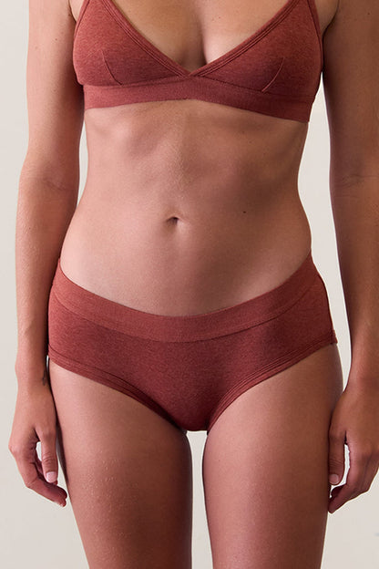 Women's Brief in Organic Cotton Rib - Rust Stone.kin